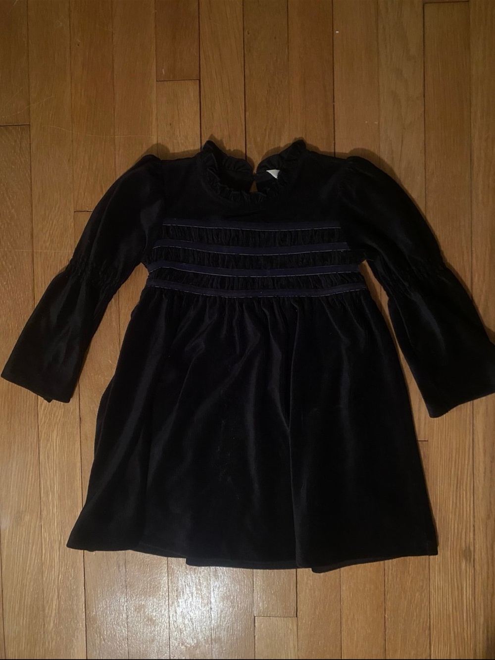 Matilda Jane Black Velvet Ruffled-Yoke Dress